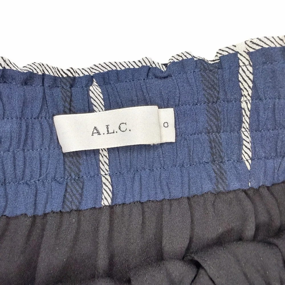 A.L.C. Asymmetrical Navy Plaid Mini Skirt